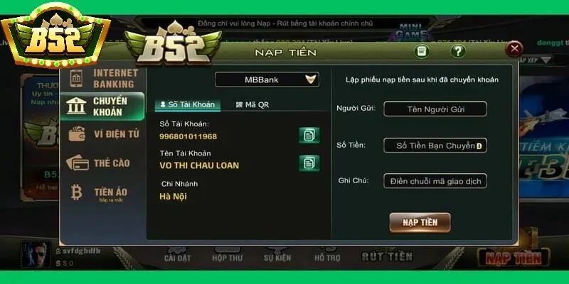 Những quyền lợi nhận được khi nạp tiền B52 Club